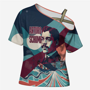 Arturo Schomburg Harlem Renaissance The Man Who Built A Library Cross Shoulder Shirt Blue Red Retro Pop Art Vintage Books History Portrait
