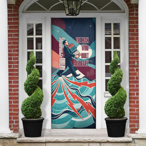 Arturo Schomburg Harlem Renaissance The Man Who Built A Library Door Cover Blue Red Retro Pop Art Vintage Books History Portrait