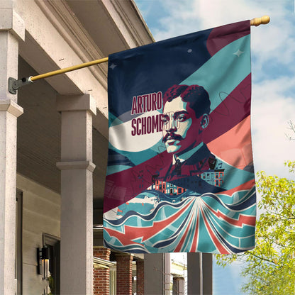 Arturo Schomburg Harlem Renaissance The Man Who Built A Library Garden Flag Blue Red Retro Pop Art Vintage Books History Portrait