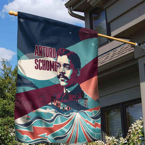 Arturo Schomburg Harlem Renaissance The Man Who Built A Library Garden Flag Blue Red Retro Pop Art Vintage Books History Portrait