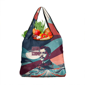 Arturo Schomburg Harlem Renaissance The Man Who Built A Library Grocery Bag Blue Red Retro Pop Art Vintage Books History Portrait
