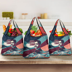 Arturo Schomburg Harlem Renaissance The Man Who Built A Library Grocery Bag Blue Red Retro Pop Art Vintage Books History Portrait