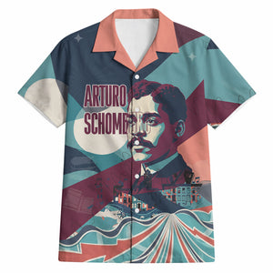 Arturo Schomburg Harlem Renaissance The Man Who Built A Library Hawaiian Shirt Blue Red Retro Pop Art Vintage Books History Portrait