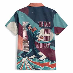 Arturo Schomburg Harlem Renaissance The Man Who Built A Library Hawaiian Shirt Blue Red Retro Pop Art Vintage Books History Portrait