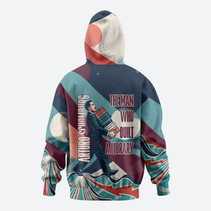 Arturo Schomburg Harlem Renaissance The Man Who Built A Library Hoodie Blue Red Retro Pop Art Vintage Books History Portrait