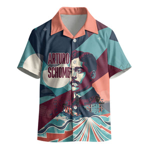 Arturo Schomburg Harlem Renaissance The Man Who Built A Library Kid Hawaiian Shirt Blue Red Retro Pop Art Vintage Books History Portrait