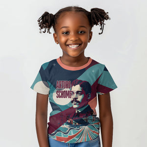 Arturo Schomburg Harlem Renaissance The Man Who Built A Library Kid T shirt Blue Red Retro Pop Art Vintage Books History Portrait