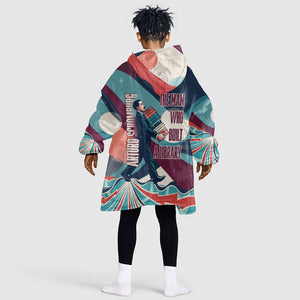 Arturo Schomburg Harlem Renaissance The Man Who Built A Library Kid Wearable Blanket Hoodie Blue Red Retro Pop Art Vintage Books History Portrait