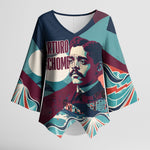 Arturo Schomburg Harlem Renaissance The Man Who Built A Library Kimono Sleeve Blouse Blue Red Retro Pop Art Vintage Books History Portrait