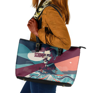 Arturo Schomburg Harlem Renaissance The Man Who Built A Library Leather Tote Bag Blue Red Retro Pop Art Vintage Books History Portrait