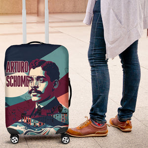 Arturo Schomburg Harlem Renaissance The Man Who Built A Library Luggage Cover Blue Red Retro Pop Art Vintage Books History Portrait