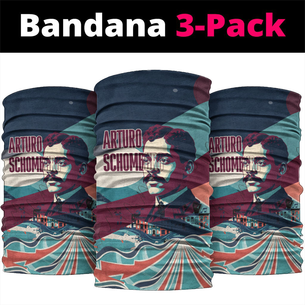 Arturo Schomburg Harlem Renaissance The Man Who Built A Library Neck Gaiter Blue Red Retro Pop Art Vintage Books History Portrait