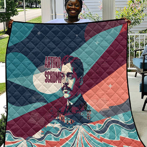 Arturo Schomburg Harlem Renaissance The Man Who Built A Library Quilt Blue Red Retro Pop Art Vintage Books History Portrait