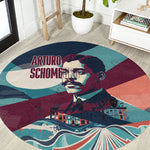 Arturo Schomburg Harlem Renaissance The Man Who Built A Library Round Carpet Blue Red Retro Pop Art Vintage Books History Portrait