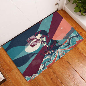 Arturo Schomburg Harlem Renaissance The Man Who Built A Library Rubber Doormat Blue Red Retro Pop Art Vintage Books History Portrait