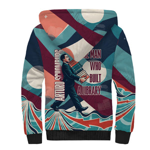 Arturo Schomburg Harlem Renaissance The Man Who Built A Library Sherpa Hoodie Blue Red Retro Pop Art Vintage Books History Portrait
