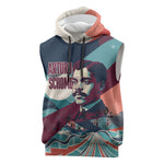 Arturo Schomburg Harlem Renaissance The Man Who Built A Library Sleeveless Hoodie Blue Red Retro Pop Art Vintage Books History Portrait