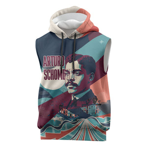 Arturo Schomburg Harlem Renaissance The Man Who Built A Library Sleeveless Hoodie Blue Red Retro Pop Art Vintage Books History Portrait