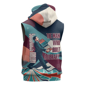 Arturo Schomburg Harlem Renaissance The Man Who Built A Library Sleeveless Hoodie Blue Red Retro Pop Art Vintage Books History Portrait