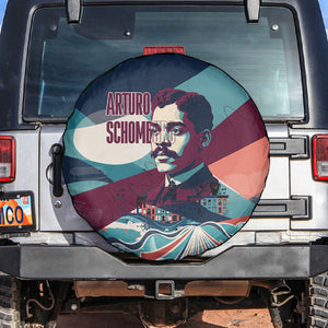 Arturo Schomburg Harlem Renaissance The Man Who Built A Library Spare Tire Cover Blue Red Retro Pop Art Vintage Books History Portrait
