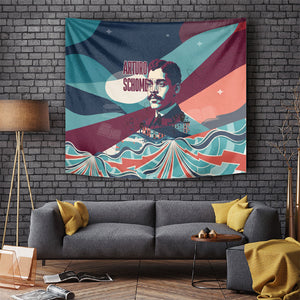 Arturo Schomburg Harlem Renaissance The Man Who Built A Library Tapestry Blue Red Retro Pop Art Vintage Books History Portrait