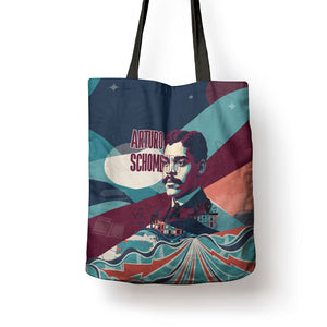 Arturo Schomburg Harlem Renaissance The Man Who Built A Library Tote Bag Blue Red Retro Pop Art Vintage Books History Portrait