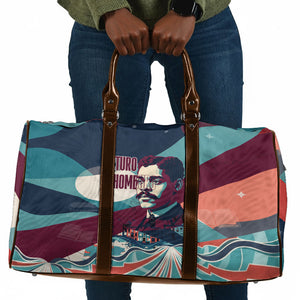 Arturo Schomburg Harlem Renaissance The Man Who Built A Library Travel Bag Blue Red Retro Pop Art Vintage Books History Portrait