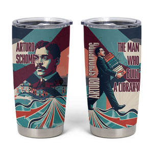 Arturo Schomburg Harlem Renaissance The Man Who Built A Library Tumbler Cup Blue Red Retro Pop Art Vintage Books History Portrait