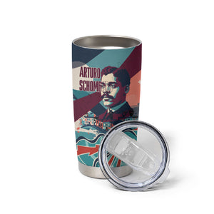 Arturo Schomburg Harlem Renaissance The Man Who Built A Library Tumbler Cup Blue Red Retro Pop Art Vintage Books History Portrait