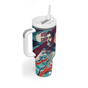 Arturo Schomburg Harlem Renaissance The Man Who Built A Library Tumbler With Handle Blue Red Retro Pop Art Vintage Books History Portrait