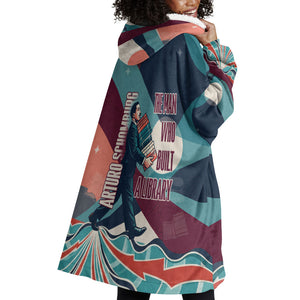 Arturo Schomburg Harlem Renaissance The Man Who Built A Library Wearable Blanket Hoodie Blue Red Retro Pop Art Vintage Books History Portrait