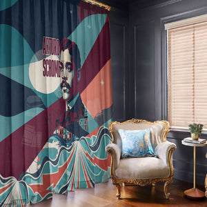 Arturo Schomburg Harlem Renaissance The Man Who Built A Library Window Curtain Blue Red Retro Pop Art Vintage Books History Portrait