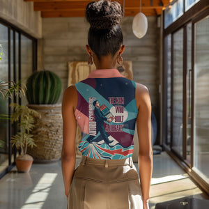 Arturo Schomburg Harlem Renaissance The Man Who Built A Library Women Sleeveless Polo Shirt Blue Red Retro Pop Art Vintage Books History Portrait