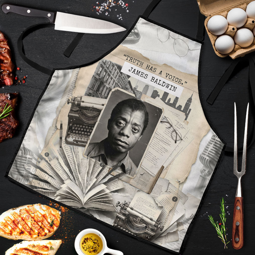 James Baldwin Truth Has A Voice Apron Vintage Newspaper Collage Book Writer