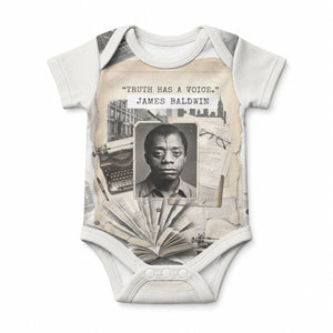 James Baldwin Truth Has A Voice Baby Onesie Vintage Newspaper Collage Book Writer