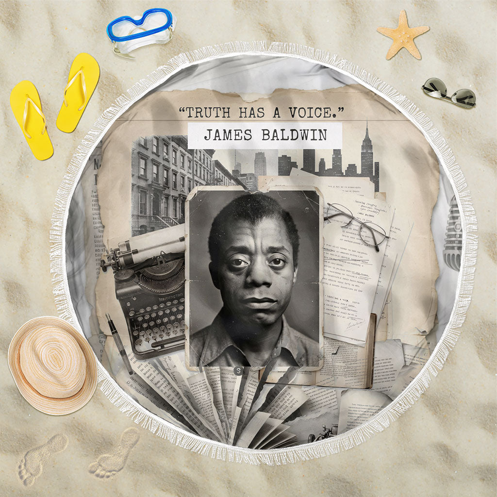 James Baldwin Truth Has A Voice Beach Blanket Vintage Newspaper Collage Book Writer