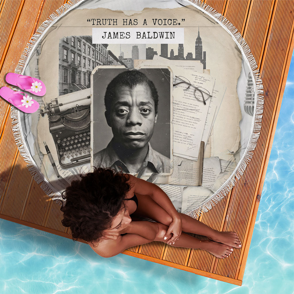 James Baldwin Truth Has A Voice Beach Blanket Vintage Newspaper Collage Book Writer