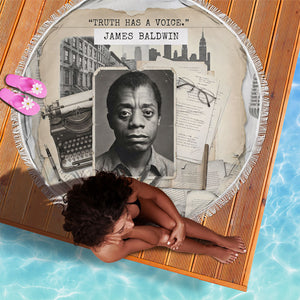 James Baldwin Truth Has A Voice Beach Blanket Vintage Newspaper Collage Book Writer