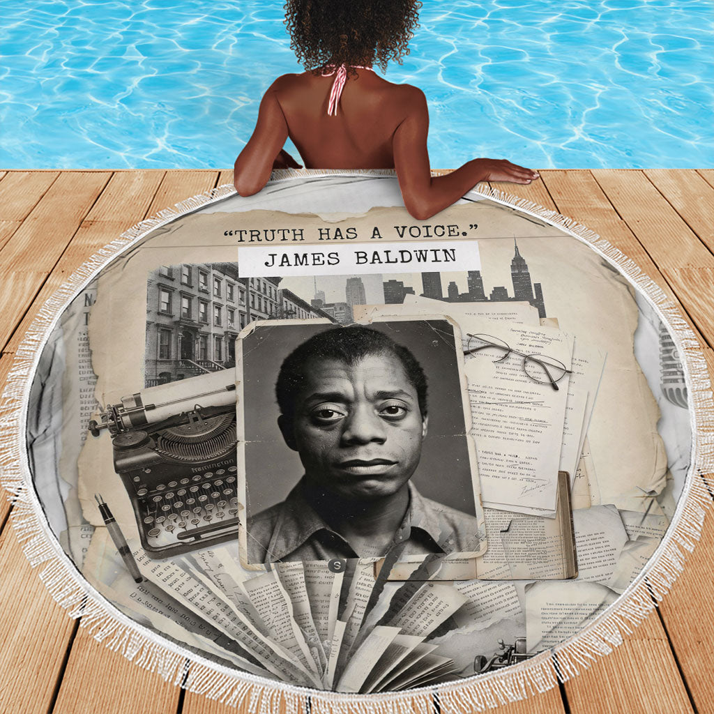 James Baldwin Truth Has A Voice Beach Blanket Vintage Newspaper Collage Book Writer