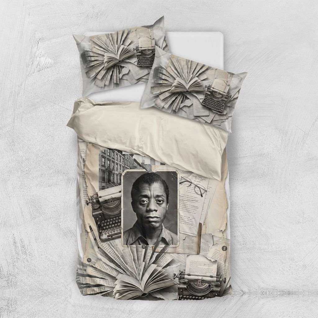 James Baldwin Truth Has A Voice Bedding Set Vintage Newspaper Collage Book Writer