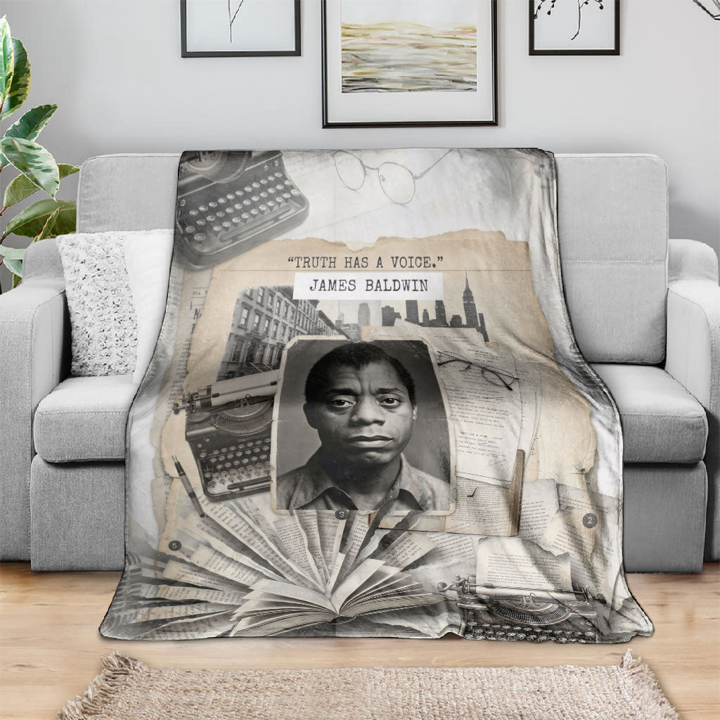 James Baldwin Truth Has A Voice Blanket Vintage Newspaper Collage Book Writer