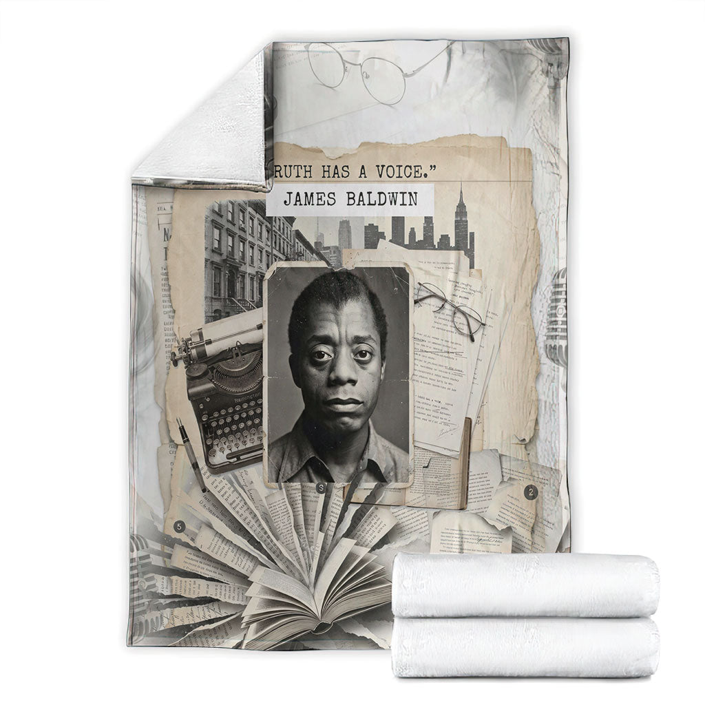 James Baldwin Truth Has A Voice Blanket Vintage Newspaper Collage Book Writer