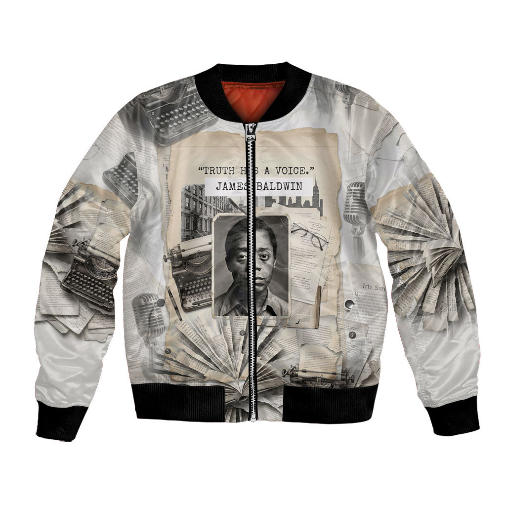 James Baldwin Truth Has A Voice Bomber Jacket Vintage Newspaper Collage Book Writer