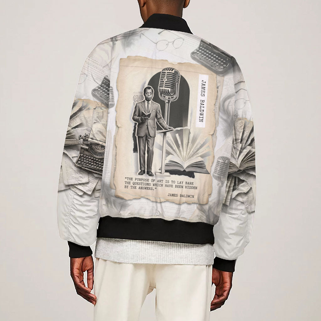 James Baldwin Truth Has A Voice Bomber Jacket Vintage Newspaper Collage Book Writer
