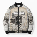 James Baldwin Truth Has A Voice Bomber Puffer Jacket Vintage Newspaper Collage Book Writer