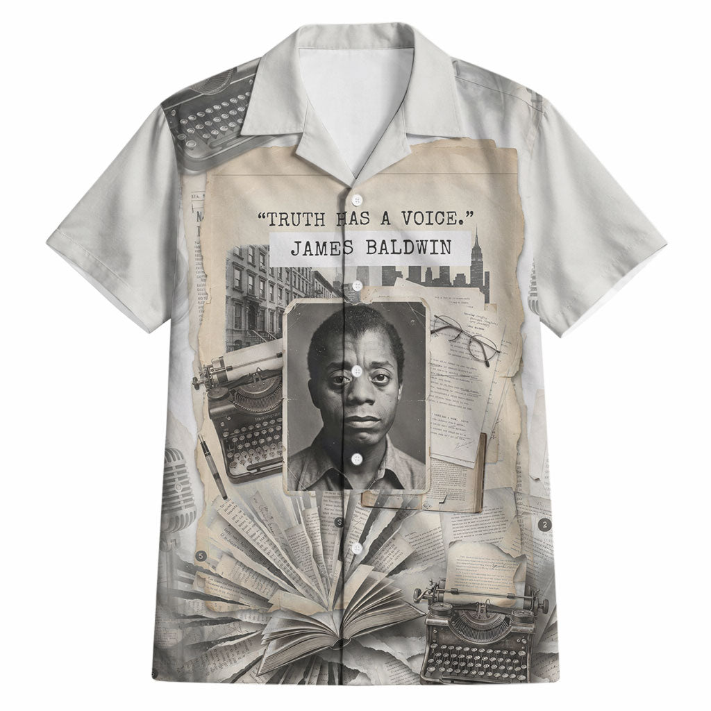 James Baldwin Truth Has A Voice Hawaiian Shirt Vintage Newspaper Collage Book Writer