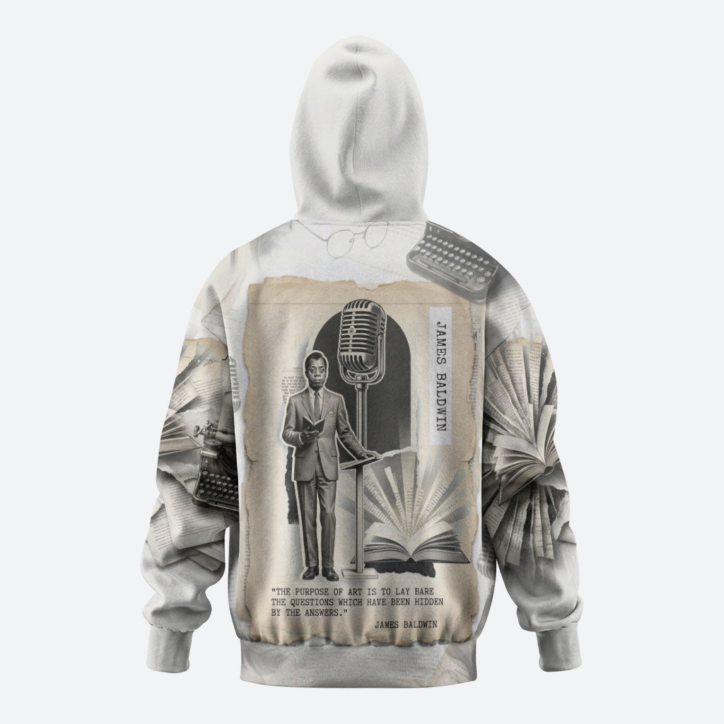 James Baldwin Truth Has A Voice Hoodie Vintage Newspaper Collage Book Writer