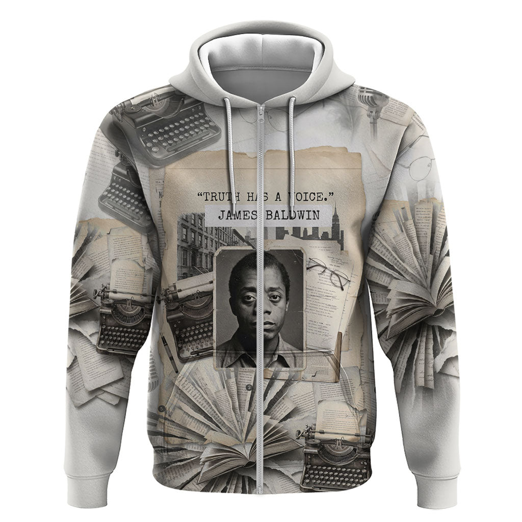 James Baldwin Truth Has A Voice Hoodie Vintage Newspaper Collage Book Writer
