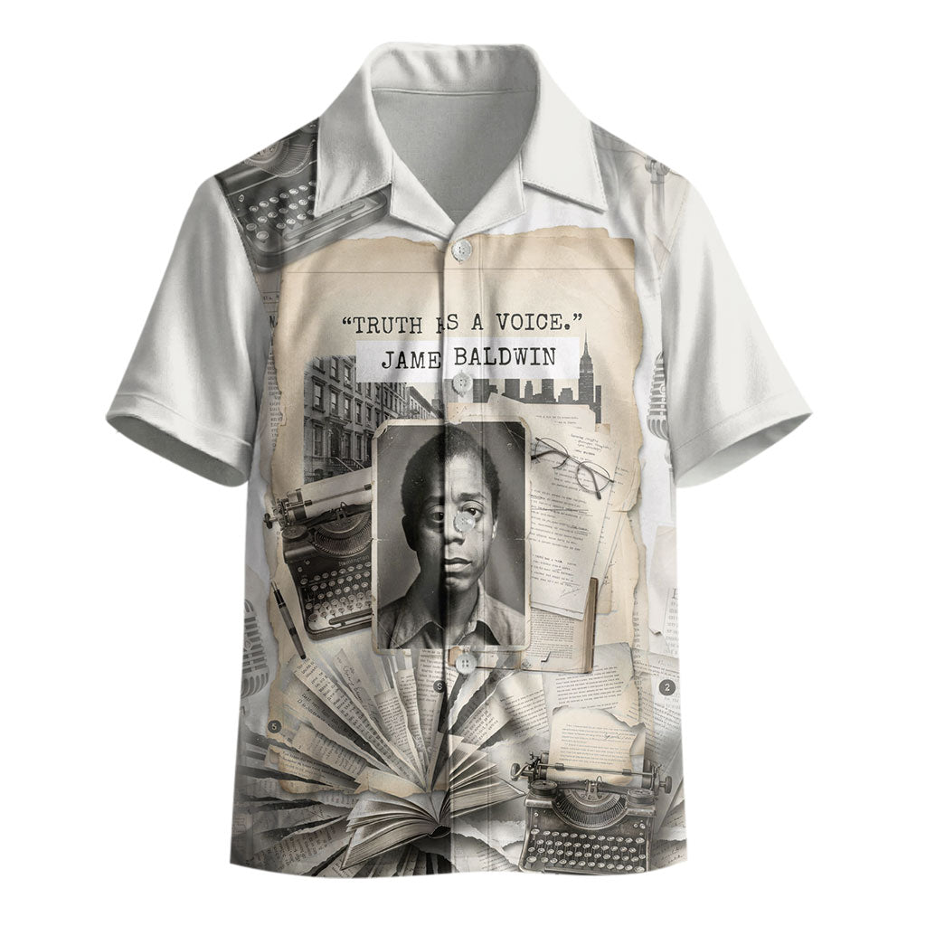 James Baldwin Truth Has A Voice Kid Hawaiian Shirt Vintage Newspaper Collage Book Writer