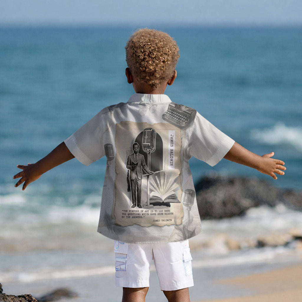 James Baldwin Truth Has A Voice Kid Hawaiian Shirt Vintage Newspaper Collage Book Writer
